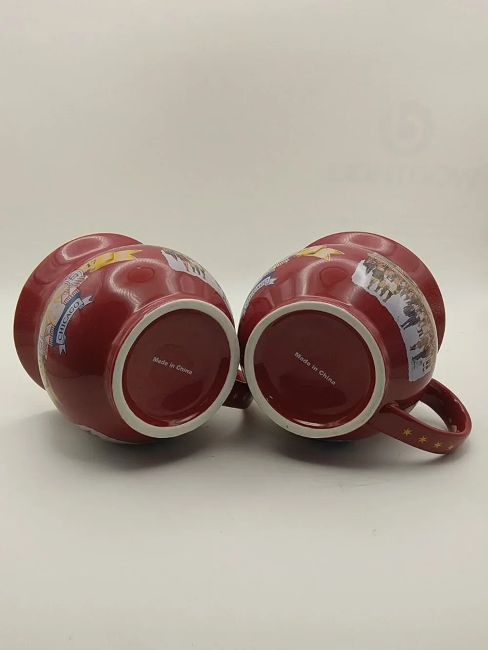 Christkindlmarket Chicago 2017 Collectible Red & Yellow Ceramic Cups Set Of 2